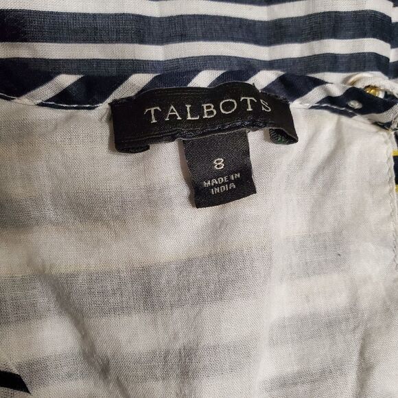 Talbots Yellow, Black, & White Striped Cotton Dress (8) - Picture 6 of 6